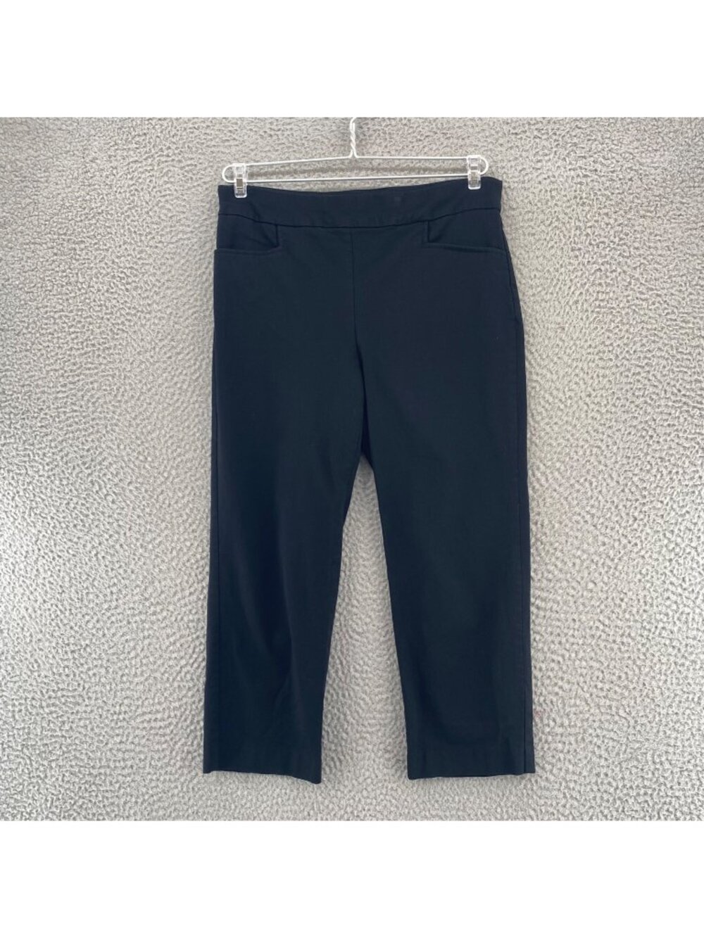 Chicos Pants Womens 0.5 US 6 Black Slim Capri Cropped Trousers Stretch Pockets